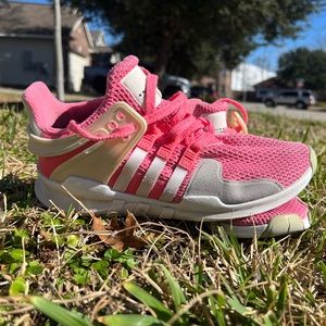 ADIDAS Running Sneakers size 6.5 youth neon pink and white